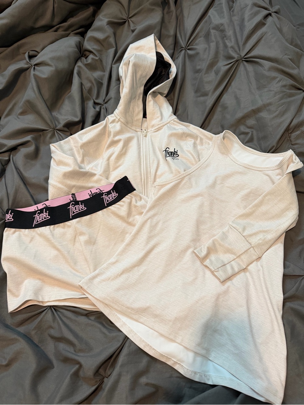 Girls' Cream 3-Piece Hoodie & Top Matching Set